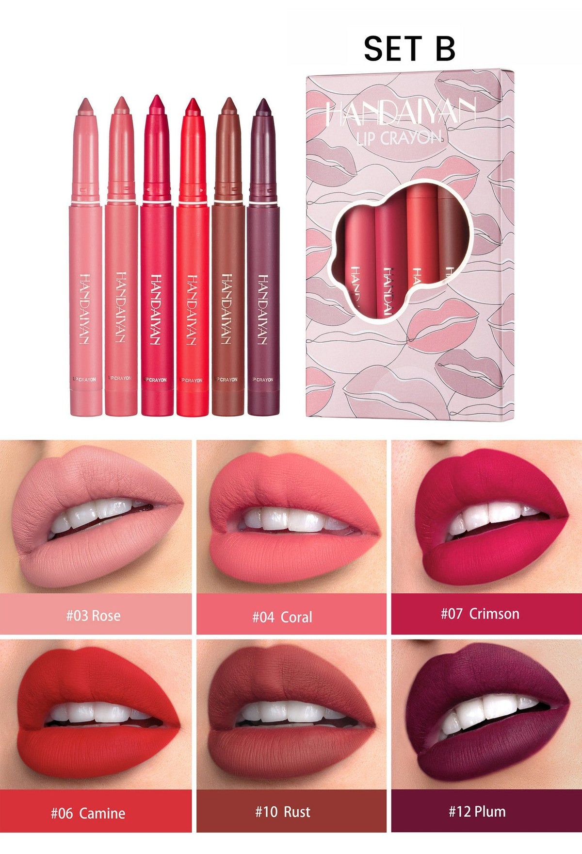 12 Colours Rotating Sharpenable Smudge-proof Matte Lipstick Pencils🎁Buy 2 Get Free Shipping