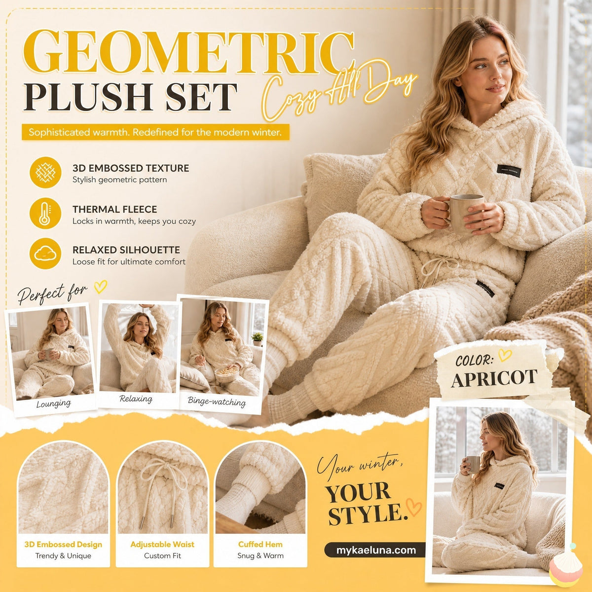 ⏳LAST DAY SALE ONLY £24.99!!🔥🍂 Embossed Geometric Plush Set – Timeless Comfort & Effortless Style For Every Occasion