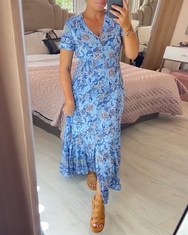 🔥LAST DAY SALE: ONLY £14.99!!✨Women's Floral Print V-neck Dress💃