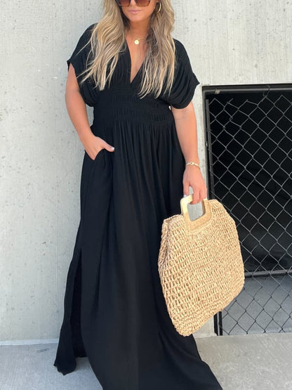 🌸Hot Sale 50% OFF💗New Fashion Slit V-neck Effortless Long Dress
