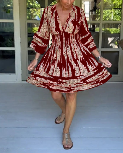 🔥2024 Summer New Arrivals🎉V-neck dress with three-quarter sleeves