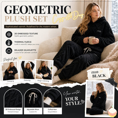 ⏳LAST DAY SALE ONLY ￡24.99!!🔥🍂 Embossed Geometric Plush Set – Timeless Comfort & Effortless Style For Every Occasion