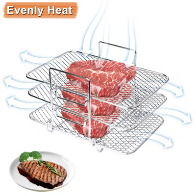 🔥Air Fryer Rack, 304 Stainless Steel Toast Rack, Multi-Layer Grill, Grill