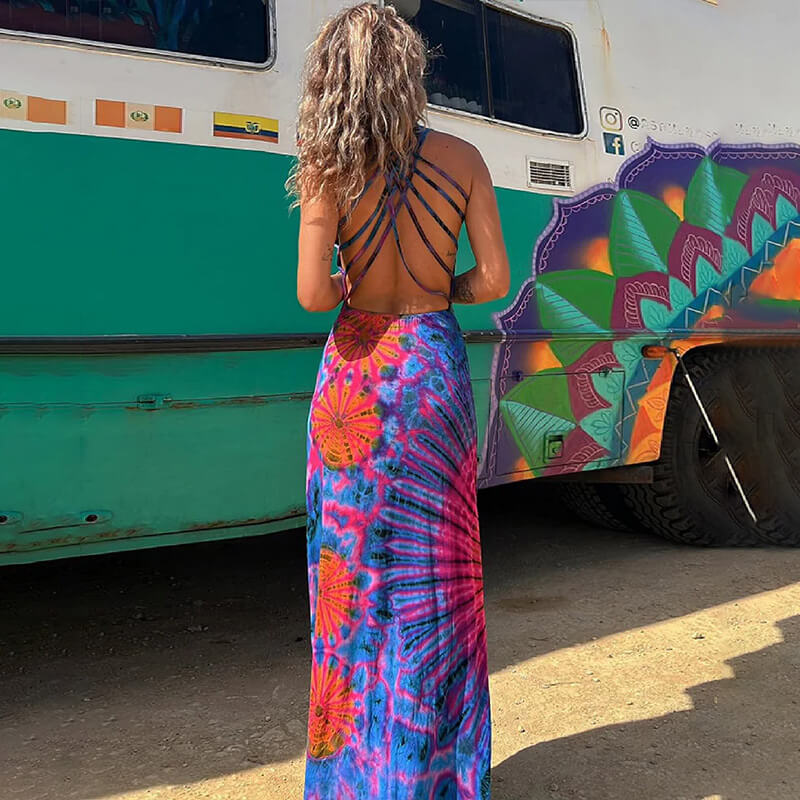 🔥49%off🔥Summer Music Festival Strap Open Back Dress