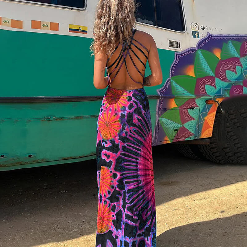 🔥49%off🔥Summer Music Festival Strap Open Back Dress
