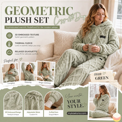 ⏳LAST DAY SALE ONLY ￡24.99!!🔥🍂 Embossed Geometric Plush Set – Timeless Comfort & Effortless Style For Every Occasion