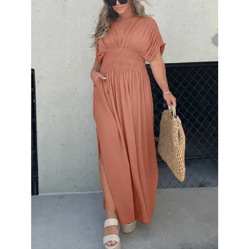 🌸Hot Sale 50% OFF💗New Fashion Slit V-neck Effortless Long Dress