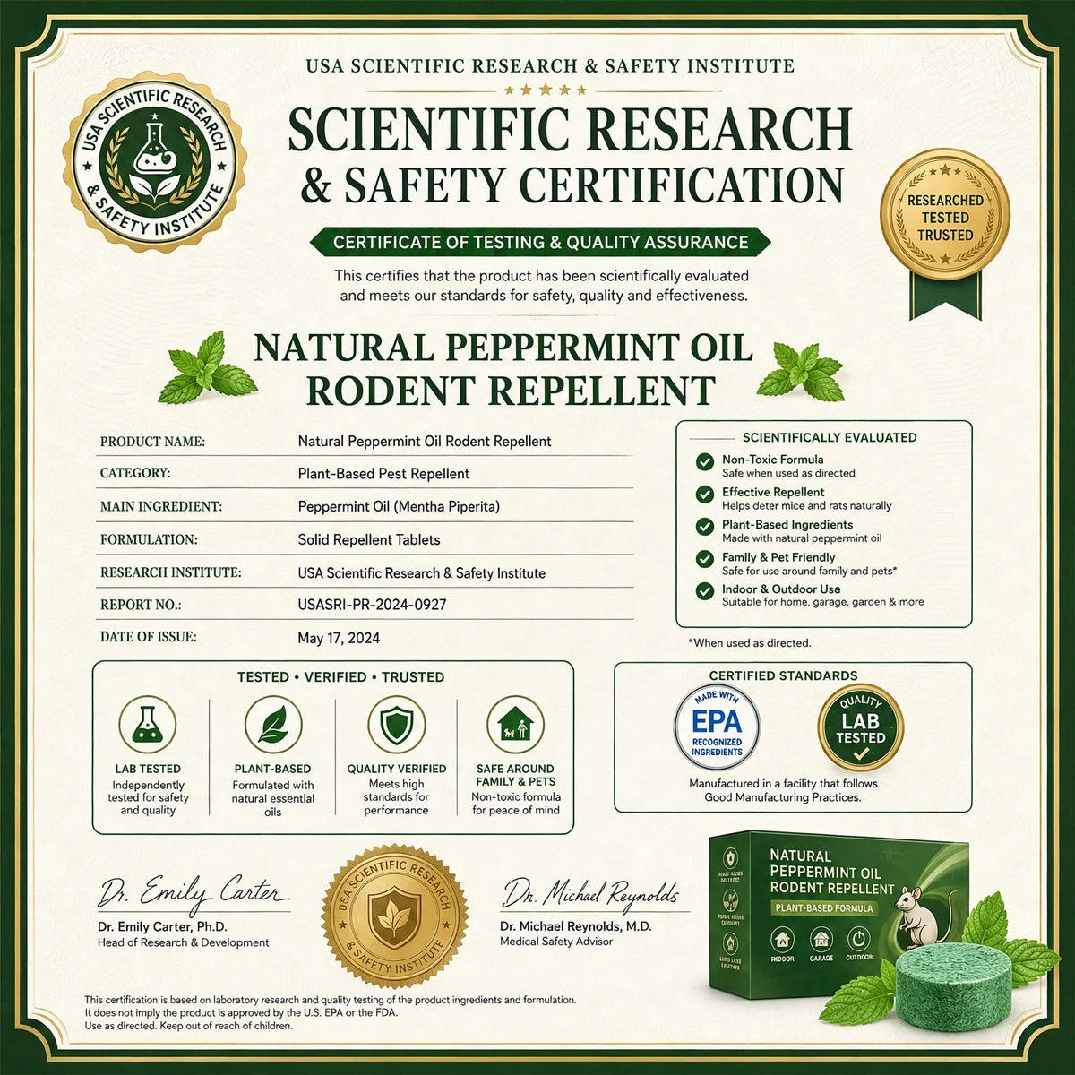 💥LAST DAY SALE 50%OFF💥🟢 Natural Peppermint Rodent Repellent Tablets – 10 Pack