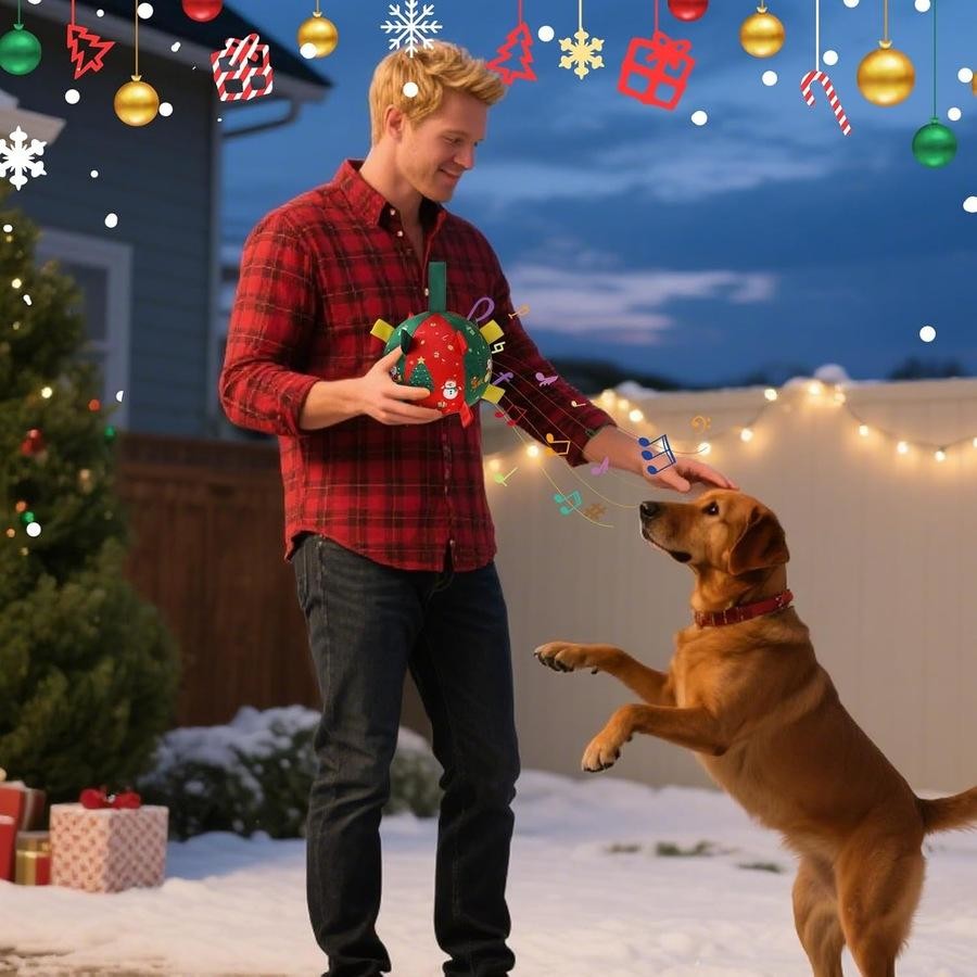 🎄Black Friday Sale 50% OFF!!⏳Flash Sale🏆50K+ SOLD!💥Dog Christmas Interactive Toy Soccer Ball with Bell🐕