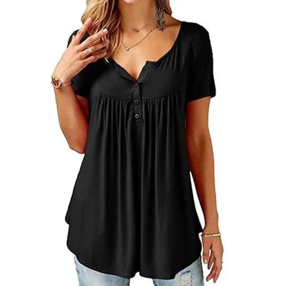 🔥Spring Sale 50% OFF - Women Plain Ruched Short Sleeve Blouses🎁Buy 3 Pay 2&Free Shipping