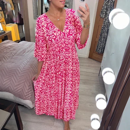 🔥New Year Sale 60% OFF🌸Bohemian Casual Print V-neck Long Dress