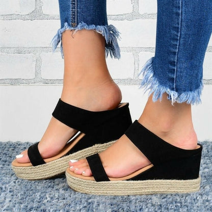 2021 New Ladies High-heeled Hemp Rope Sandals