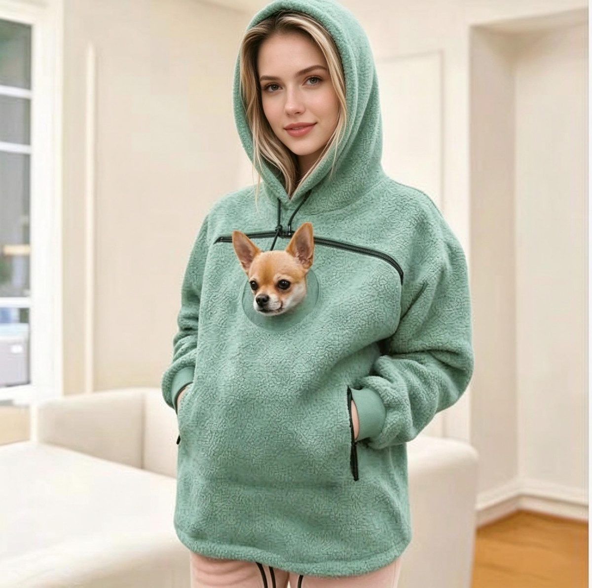 2026 A must-have for pet lovers 🐾 Cozy Fleece Pet Bonding Pouch Hoodie – Warm & Supportive Small Pet Carrier Clothing🐶🐱