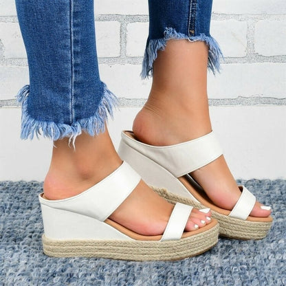 2021 New Ladies High-heeled Hemp Rope Sandals