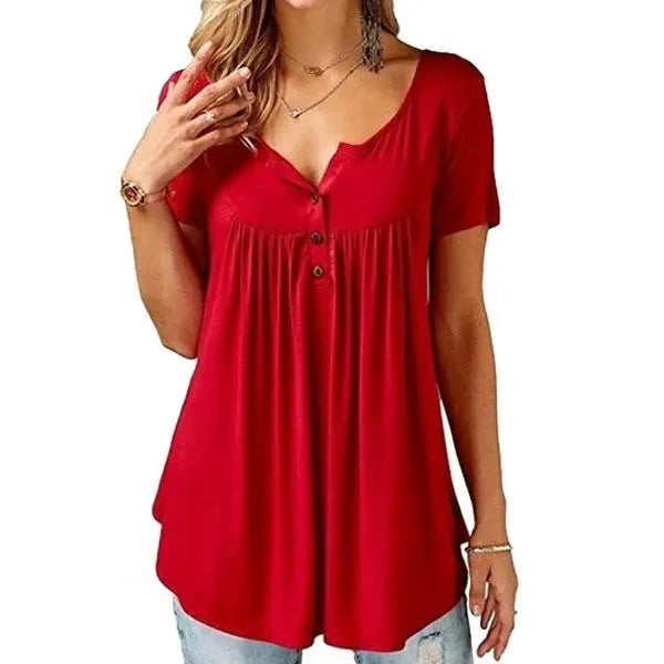 🔥Spring Sale 50% OFF - Women Plain Ruched Short Sleeve Blouses🎁Buy 3 Pay 2&Free Shipping