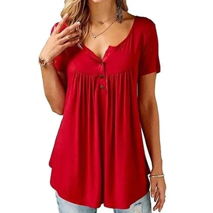 🔥Spring Sale 50% OFF - Women Plain Ruched Short Sleeve Blouses🎁Buy 3 Pay 2&Free Shipping