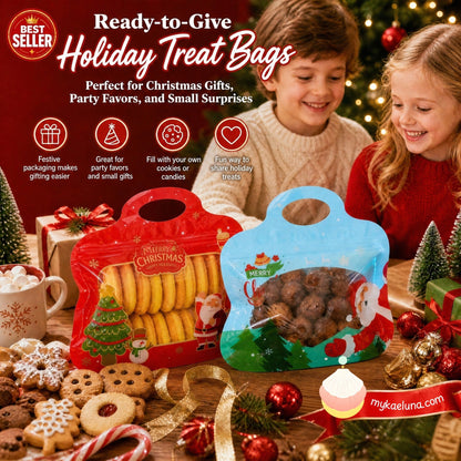💖LAST DAY SALE 50% OFF!!🎁Easy Fill, Easy Seal🎄 Festive Self-Seal Treat Bags – Santa & Snowman Print | Resealable, Food-Safe & Perfect for Cookies, Chocolates & Little Gifts 🎅⛄