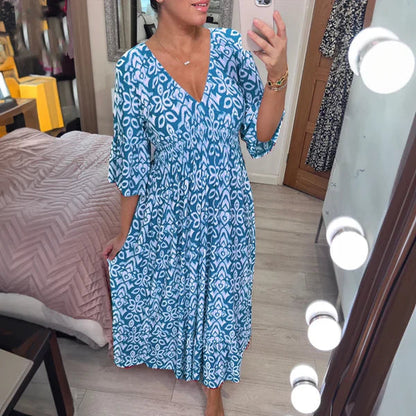 🔥New Year Sale 60% OFF🌸Bohemian Casual Print V-neck Long Dress
