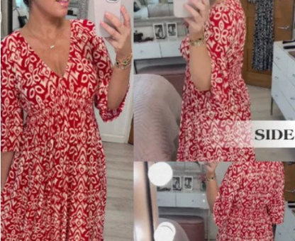 🔥Big Sale - 49% OFF🔥 Free Shipping Mini Bohemia Print V-neck Dress