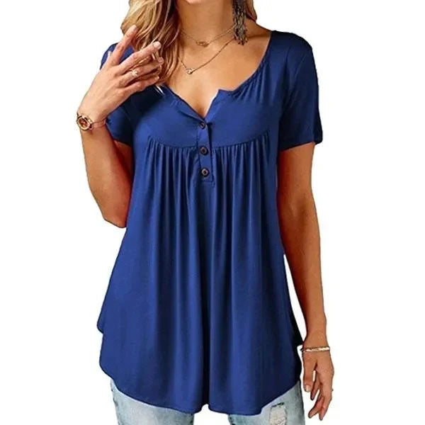 🔥Spring Sale 50% OFF - Women Plain Ruched Short Sleeve Blouses🎁Buy 3 Pay 2&Free Shipping