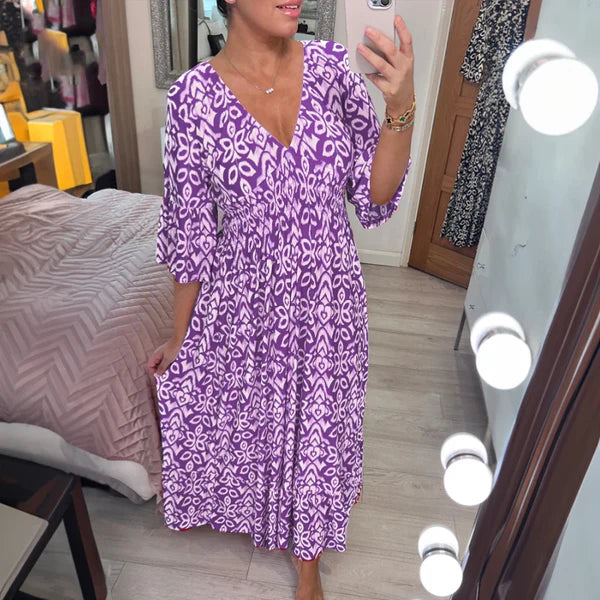 🔥New Year Sale 60% OFF🌸Bohemian Casual Print V-neck Long Dress