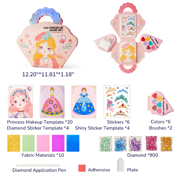 🔥Hot Sale 49% OFF💅Girls' Fav.💝Fantasy 3 In 1 Princess Dress Up & Make Up Game Set🎁