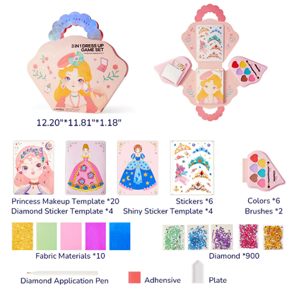 🔥Hot Sale 49% OFF💅Girls' Fav.💝Fantasy 3 In 1 Princess Dress Up & Make Up Game Set🎁