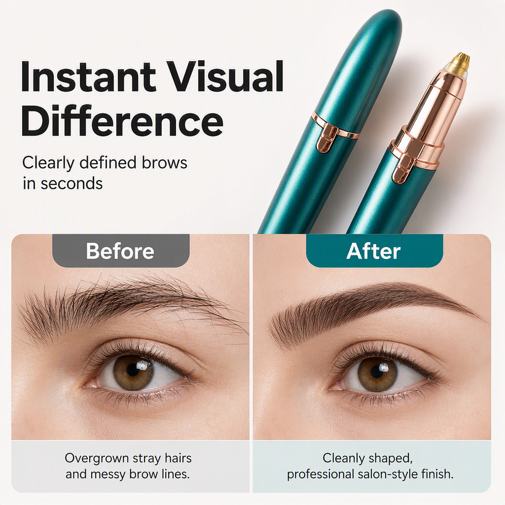 ✨ 50% OFF 💖 Electric Eyebrow Trimmer Pen with LED Light – USB Rechargeable Precision Hair Remover