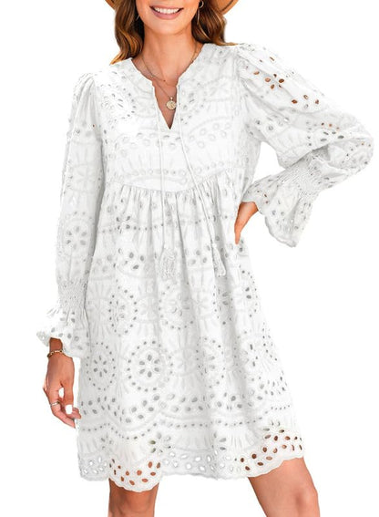 💃Last Day Sales  49% OFF🎉A Line Hollow Out Lace Ruffle Party Dresses
