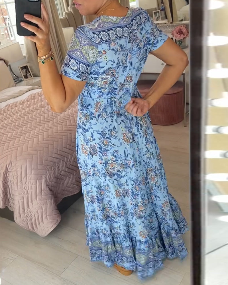 🔥LAST DAY SALE: ONLY ￡14.99!!✨Women's Floral Print V-neck Dress💃