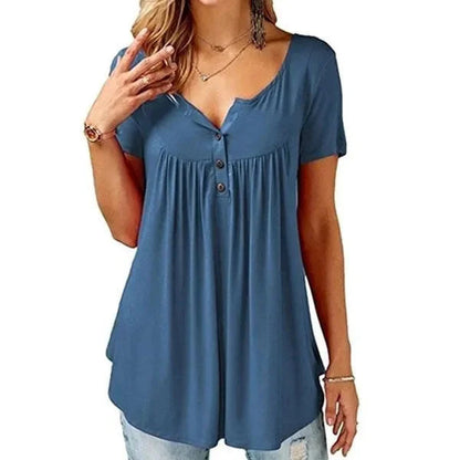 🔥Spring Sale 50% OFF - Women Plain Ruched Short Sleeve Blouses🎁Buy 3 Pay 2&Free Shipping
