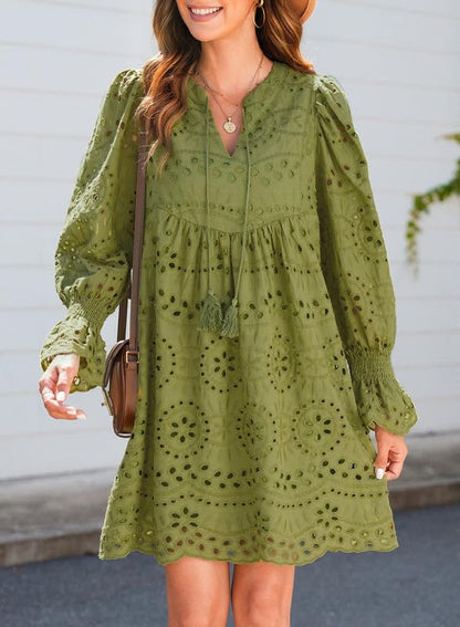 💃Last Day Sales  49% OFF🎉A Line Hollow Out Lace Ruffle Party Dresses