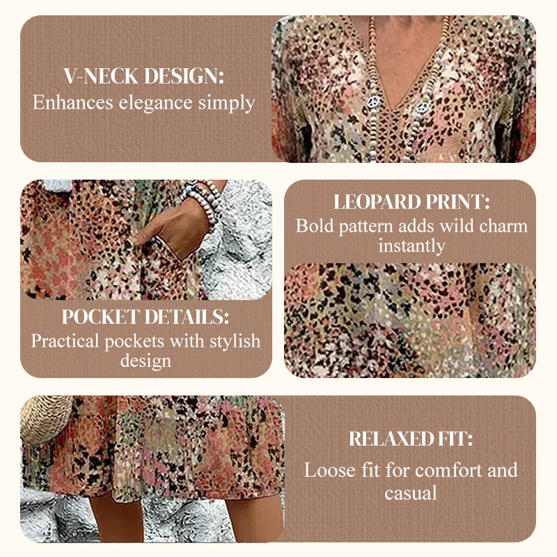 💕HOT SALE 50% OFF🚀Free Shipping🥰Safari Chic Leopard Dress