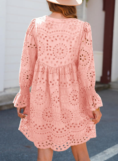 💃Last Day Sales  49% OFF🎉A Line Hollow Out Lace Ruffle Party Dresses