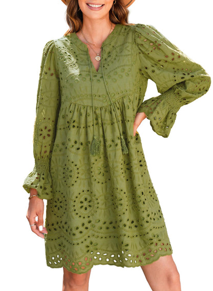 💃Last Day Sales  49% OFF🎉A Line Hollow Out Lace Ruffle Party Dresses