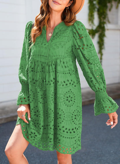 💃Last Day Sales  49% OFF🎉A Line Hollow Out Lace Ruffle Party Dresses