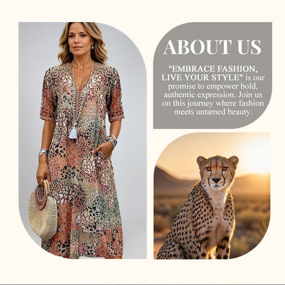 💕HOT SALE 50% OFF🚀Free Shipping🥰Safari Chic Leopard Dress
