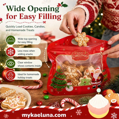 💖LAST DAY SALE 50% OFF!!🎁Easy Fill, Easy Seal🎄 Festive Self-Seal Treat Bags – Santa & Snowman Print | Resealable, Food-Safe & Perfect for Cookies, Chocolates & Little Gifts 🎅⛄