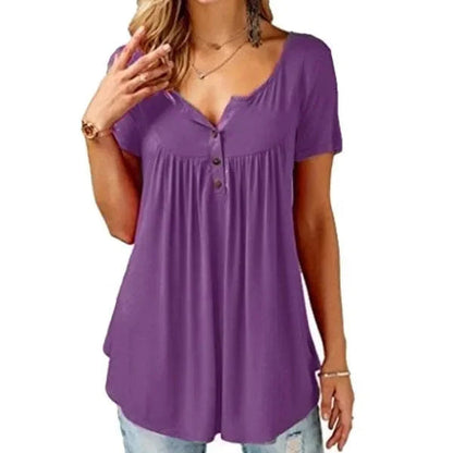 🔥Spring Sale 50% OFF - Women Plain Ruched Short Sleeve Blouses🎁Buy 3 Pay 2&Free Shipping