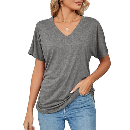 💕Hot Promotion - Buy 3 Pay 2🌷V-Neck Solid Colour Loose Ladies Tops✨