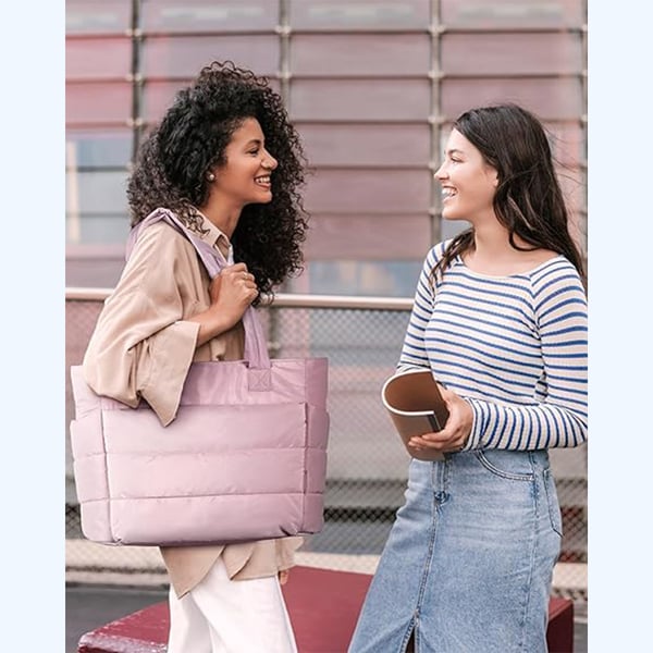💜Hot Sale 50% OFF 👜Women's Waterproof Bubble Bag 20L Fluffy Tote Bag Quilted Laptop Shoulder Handbag