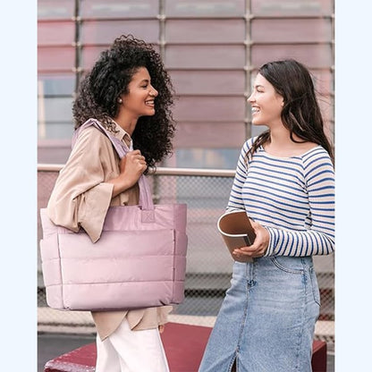 💜Hot Sale 50% OFF 👜Women's Waterproof Bubble Bag 20L Fluffy Tote Bag Quilted Laptop Shoulder Handbag
