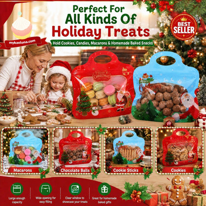💖LAST DAY SALE 50% OFF!!🎁Easy Fill, Easy Seal🎄 Festive Self-Seal Treat Bags – Santa & Snowman Print | Resealable, Food-Safe & Perfect for Cookies, Chocolates & Little Gifts 🎅⛄