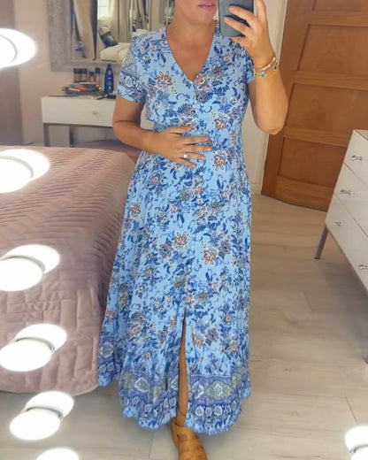 🔥LAST DAY SALE: ONLY ￡14.99!!✨Women's Floral Print V-neck Dress💃