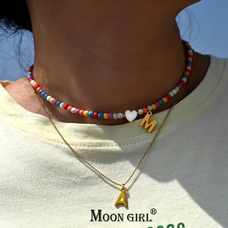 🔥Hot Sale 49% OFF - Colourful Beads Initial Choker🎁Buy 2 Only ￡9.99&Free shipping