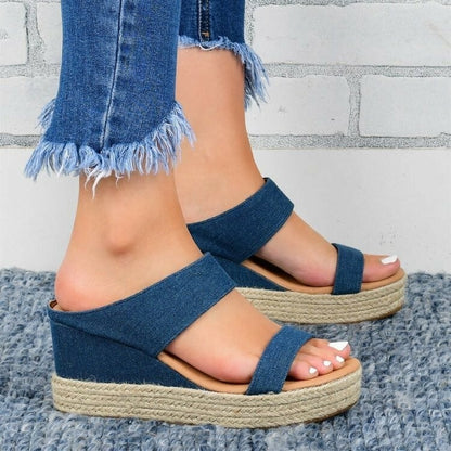 2021 New Ladies High-heeled Hemp Rope Sandals