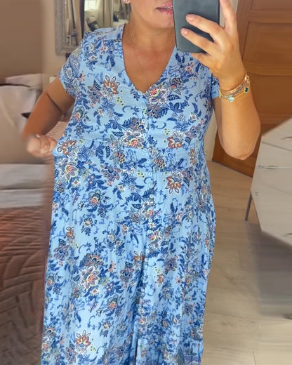 🔥LAST DAY SALE: ONLY ￡14.99!!✨Women's Floral Print V-neck Dress💃