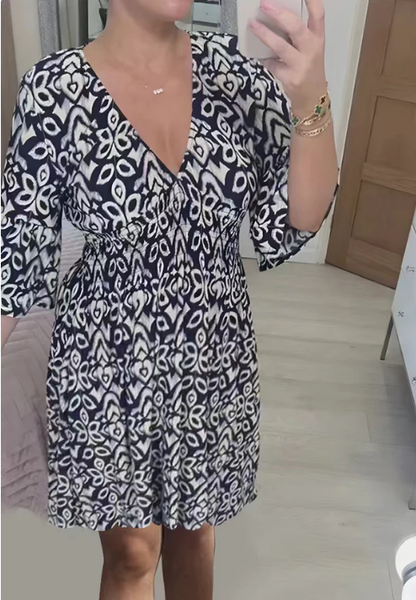 🔥Big Sale - 49% OFF🔥 Free Shipping Mini Bohemia Print V-neck Dress