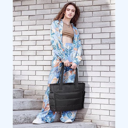 💜Hot Sale 50% OFF 👜Women's Waterproof Bubble Bag 20L Fluffy Tote Bag Quilted Laptop Shoulder Handbag