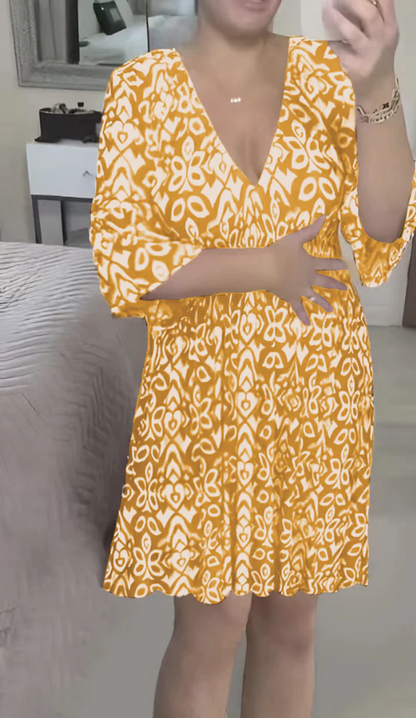 🔥Big Sale - 49% OFF🔥 Free Shipping Mini Bohemia Print V-neck Dress